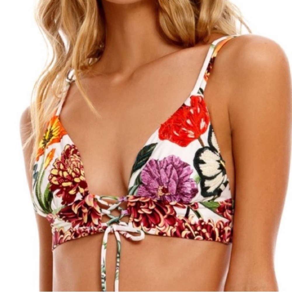 Agua Bendita Mia Blare Floral Beaded Laced Bikini Size S